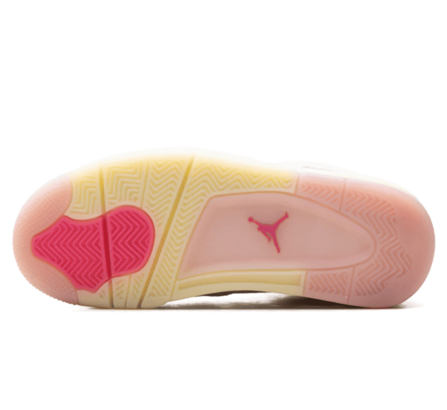 Air Jordan 4 Retro Pearl Pink Iced Carmine Outsole unten mit klassischem Jordan Profil
