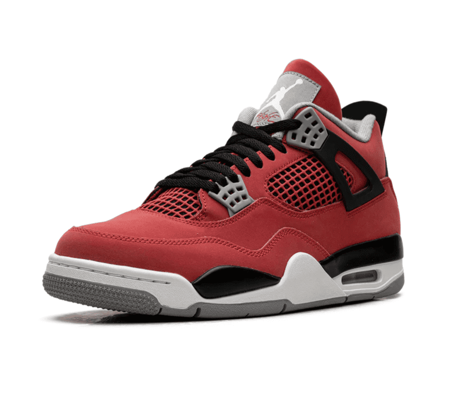 Air Jordan 4 Toro Bravo einzelner Schuh seitlich mit Mesh-Einsätzen und TPU Wings