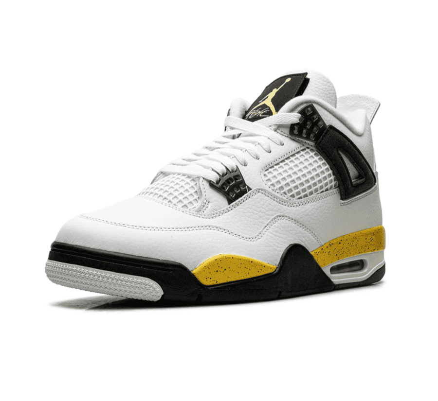 Air Jordan 4 Tour Yellow Rare Air IO2463-102 einzelner Schuh seitlich mit Tour Yellow Akzenten