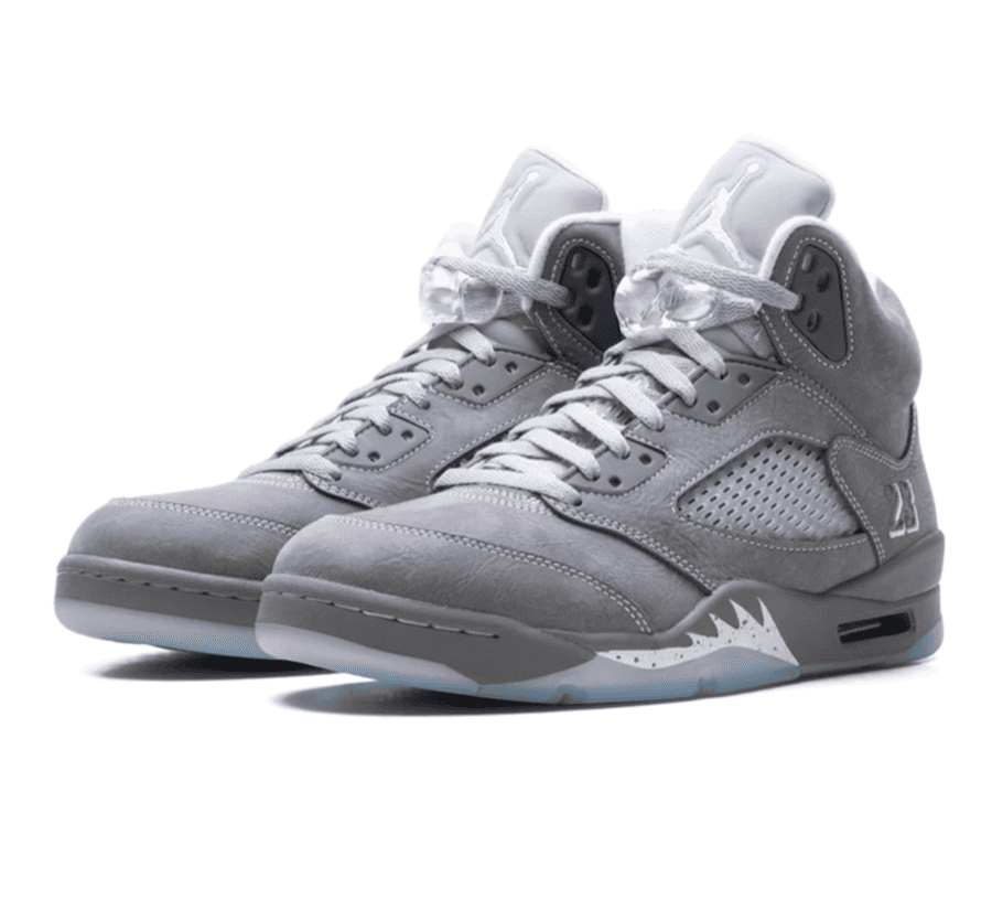 Nike Air Jordan 5 Wolf Grey Seitenansicht mit Jumpman Logo