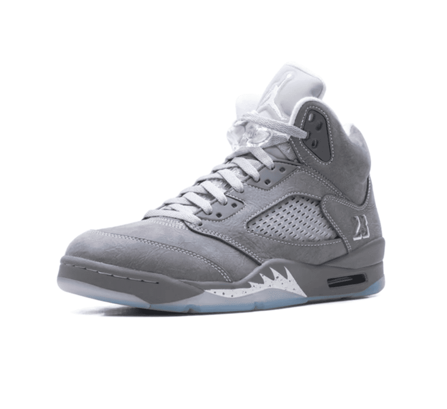 Nike Air Jordan 5 Wolf Grey einzelner Sneaker seitlich