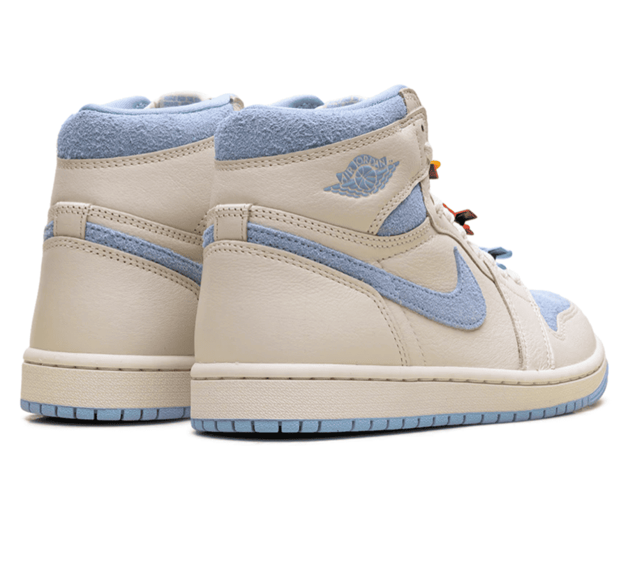 Air Jordan 1 High OG Psychic Blue Paar hinten mit Wings Logo