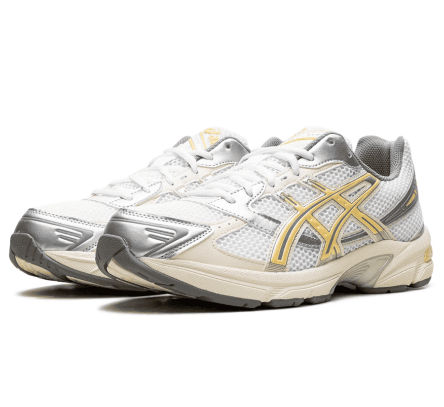 ASICS GEL-1130 White Faded Yellow Damen 1202A164-118 seitliche Ansicht mit Faded Yellow Details
