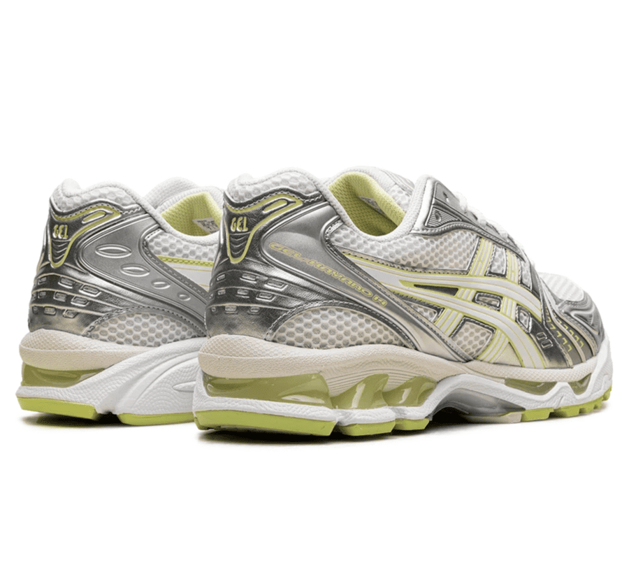 ASICS GEL-KAYANO 14 Cream Pistachio 1203A537-112 Paar hinten mit Pistachio Details