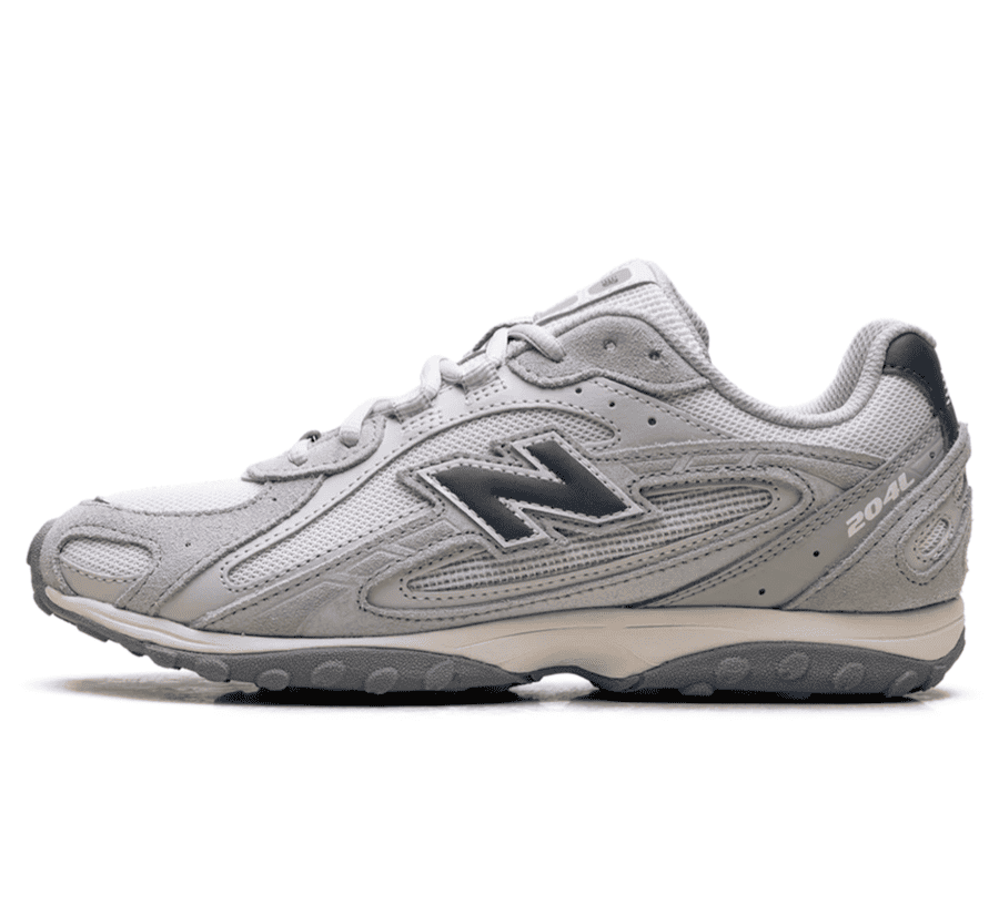 New Balance 204L Raincloud Ash Wood Paar vorne Hauptbild Perspective mit grauem Wildleder