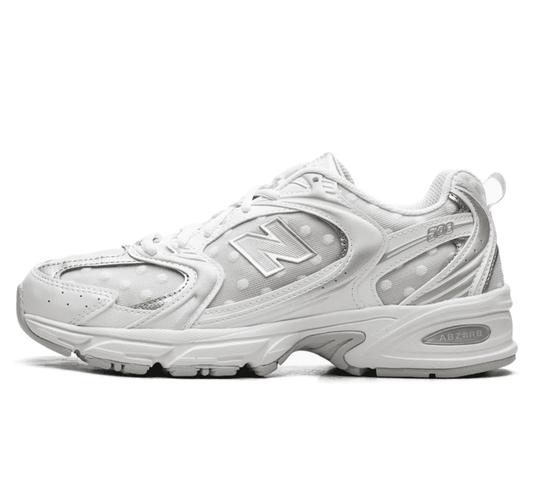 New Balance 530 Silver Metallic Polka Dots - weißer Sneaker mit Punkten