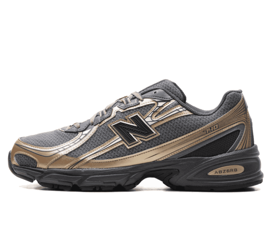 New Balance 740 V2 Gold Cement Sneaker Paar vorne Perspective