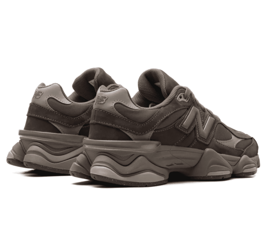 New Balance 9060 Mono Cortado Paar hinten mit markanter Fersenkonstruktion und ABZORB Zwischensohle