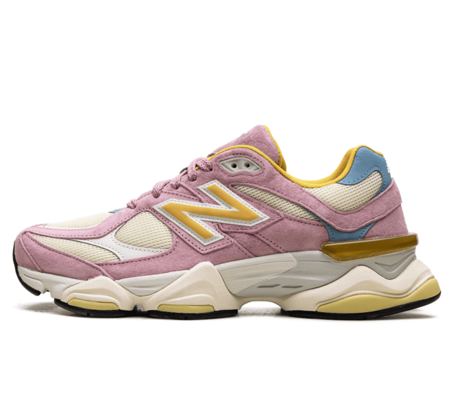 New Balance 9060 Pink Taffy Paar vorne Hauptbild Perspective mit rosa Wildleder und Mesh-Upper