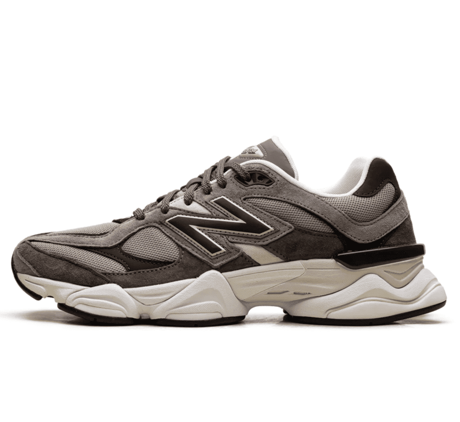 New Balance 9060 Thunder Brown Paar vorne Hauptbild Perspective mit Wildleder und Mesh