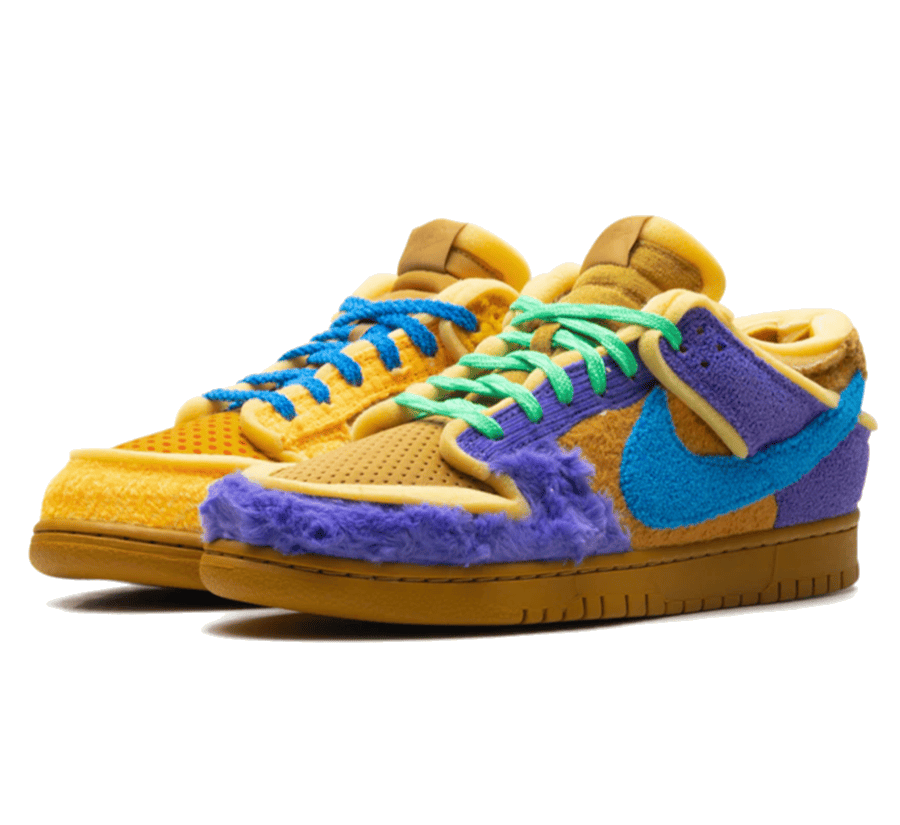 Nike Dunk Low x CPFM Cactus Plant Flea Market "Swamp Sponge Psychic Purple" - bunter lila gelb orangener Sneaker