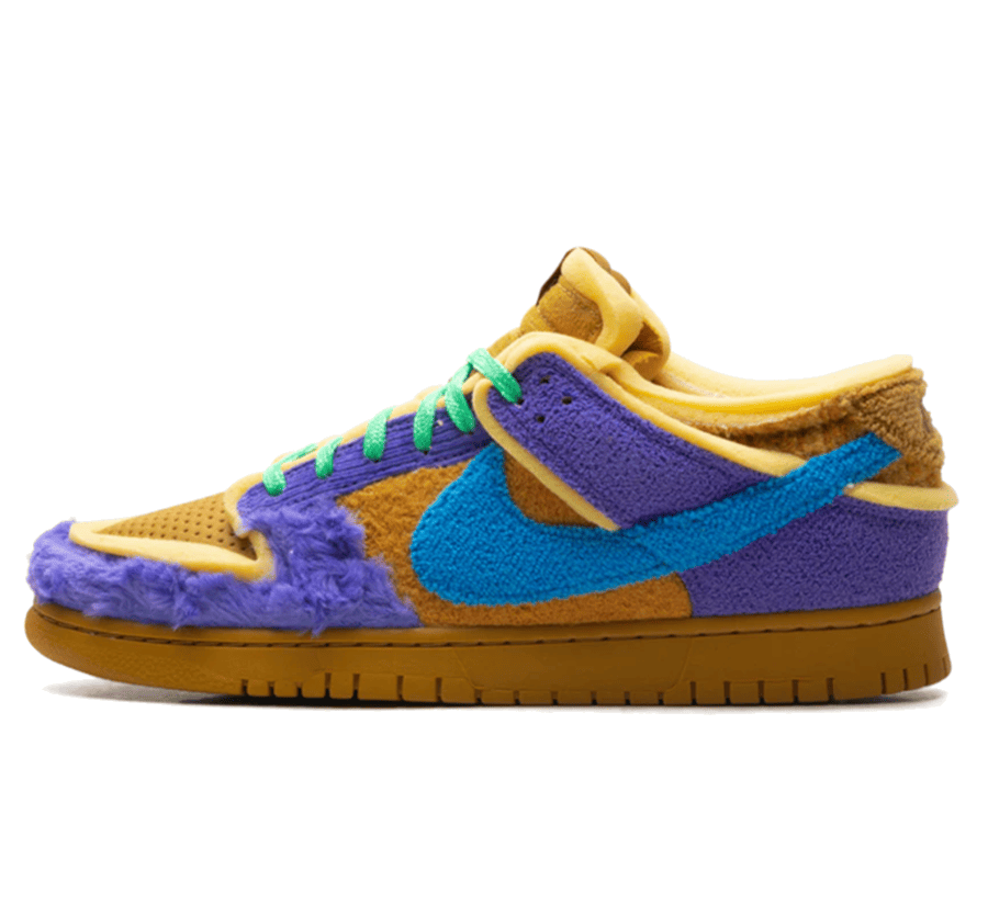 Nike Dunk Low x CPFM Cactus Plant Flea Market "Swamp Sponge Psychic Purple" - bunter lila gelb orangener Sneaker