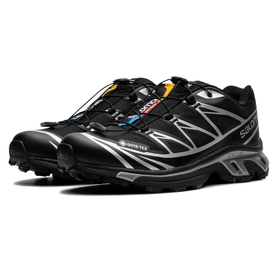 Salomon XT-6 Gore-Tex Black Silver Upper mit silbernen Overlays