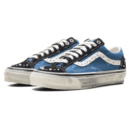 Vans Old Skool 36 Pearlized Pack Navy Blue Seitenansicht mit Side Stripe und Perlen