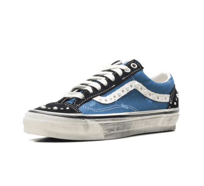 Vans Old Skool 36 Pearlized Pack Navy Blue einzelner Sneaker seitlich mit Perlen Details