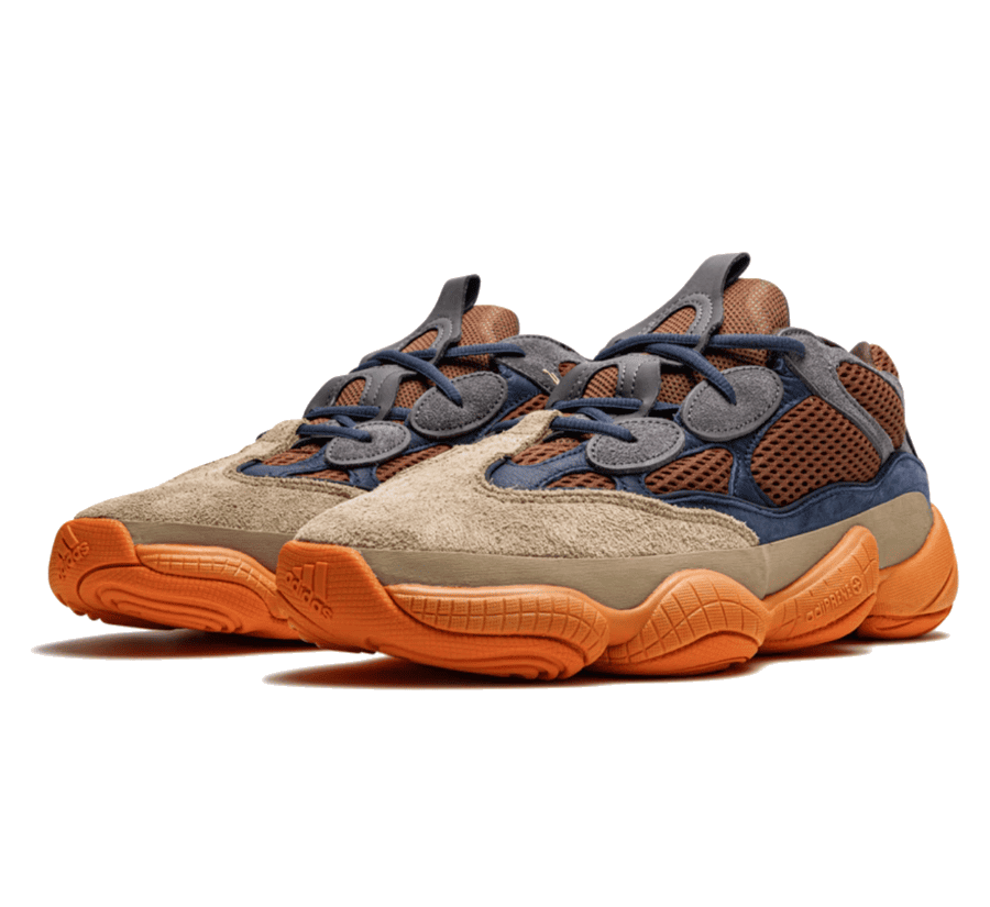 Yeezy 500 Enflame - braun orange blauer Sneaker