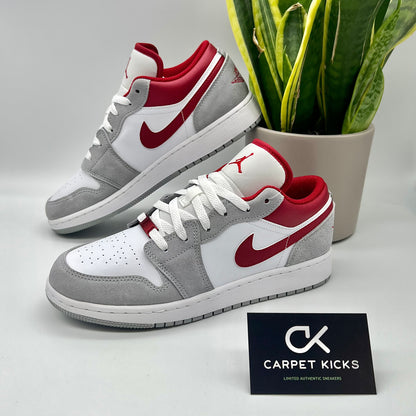 Air Jordan 1 Low Light Smoke Grey Gym Red (GS) - CARPET KICKS